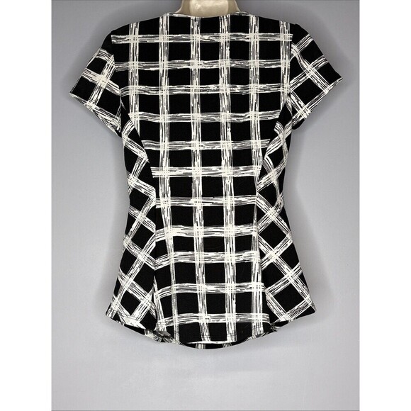 Alyx B&W Career Wear Stretch Fitted Blouse Small With Silver Accent - Picture 6 of 9